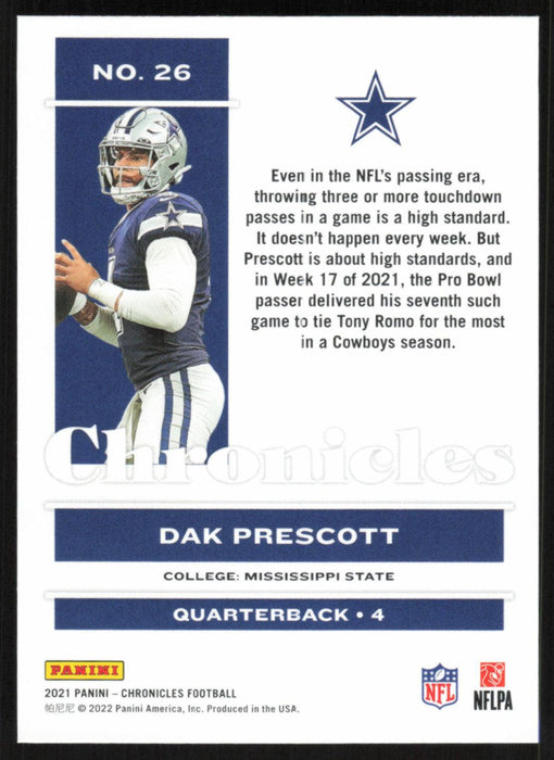 Dak Prescott 2021 Panini Chronicles # 26 Dallas Cowboys Base - Collectible Craze America