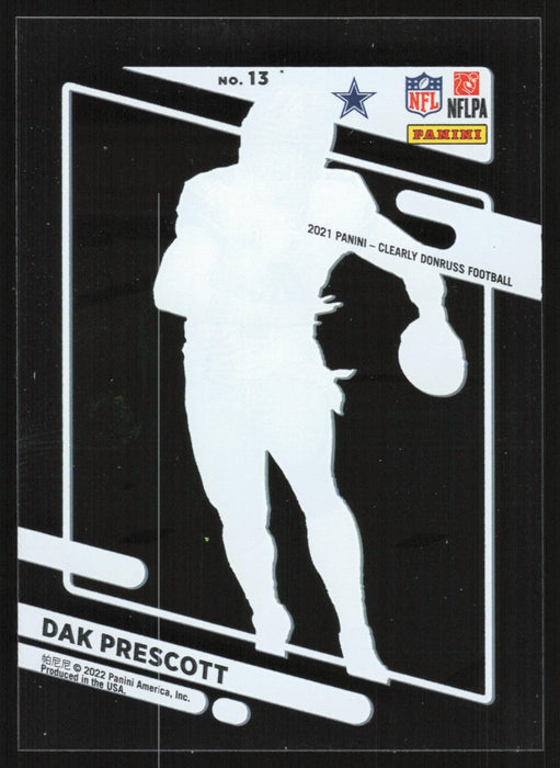 Dak Prescott 2021 Panini Clearly Donruss # 13 Dallas Cowboys - Collectible Craze America