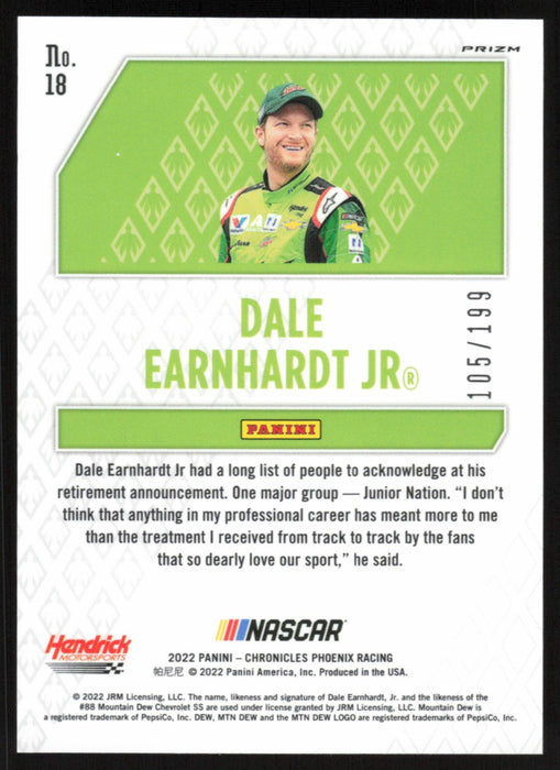 Dale Earnhardt Jr. 2022 Panini Chronicles Racing Phoenix # 18 Blue 105/199 - Collectible Craze America