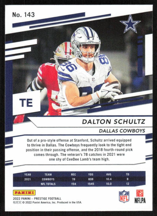 Dalton Schultz 2022 Panini Prestige # 143 Dallas Cowboys - Collectible Craze America