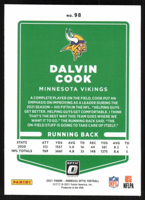 Dalvin Cook 2021 Donruss Optic # 98 Minnesota Vikings - Collectible Craze America