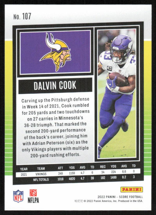 Dalvin Cook 2022 Panini Score Football # 107 Base Minnesota Vikings - Collectible Craze America