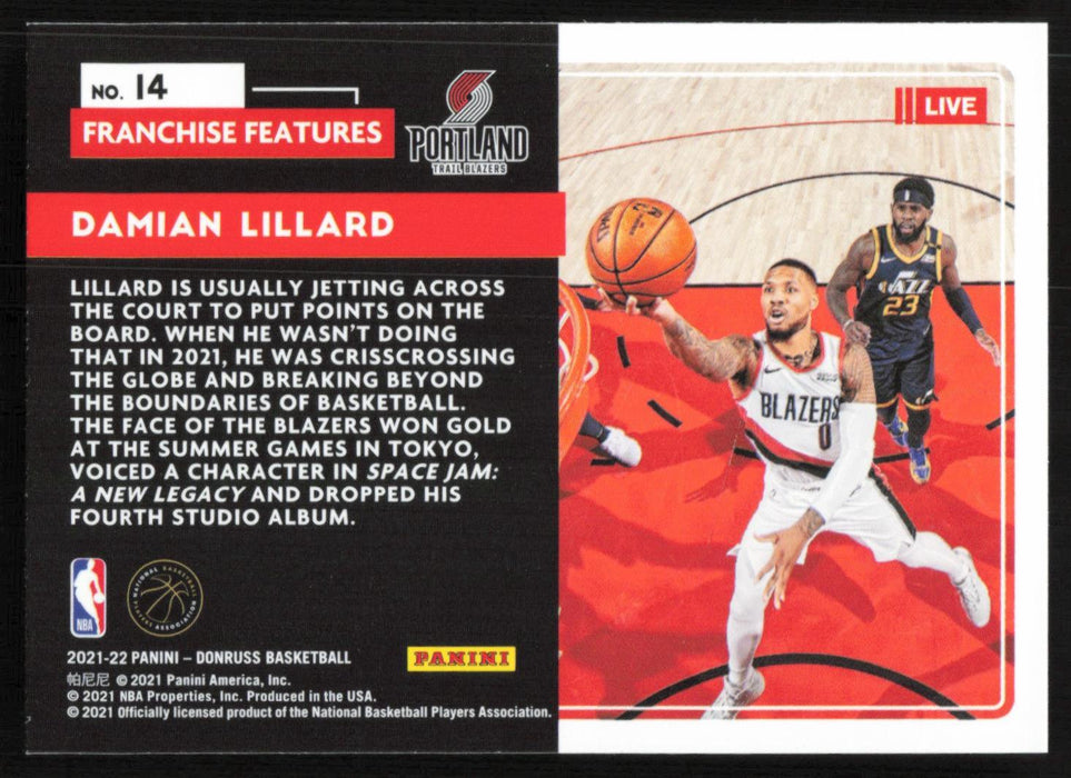 Damian Lillard 2021 Donruss Franchise Features # 14 Portland Trail Blazers - Collectible Craze America