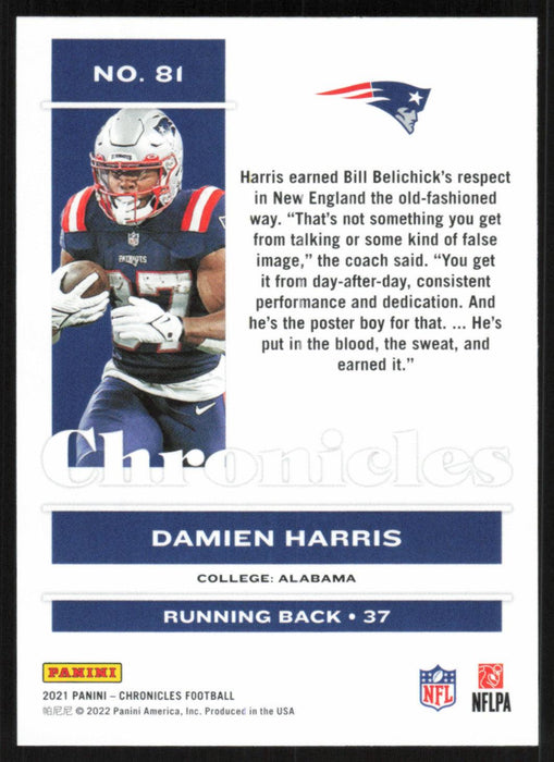 Damien Harris 2021 Panini Chronicles # 81 New England Patriots Base - Collectible Craze America