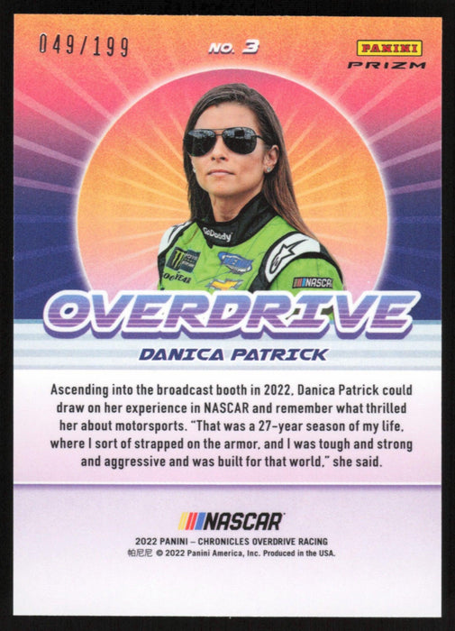 Danica Patrick 2022 Panini Chronicles Racing Overdrive # 3 Blue 49/199 - Collectible Craze America