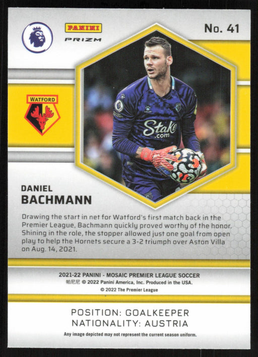 Daniel Bachmann 2021 Panini Mosaic Premier League # 41 RC Orange Fluorescent Watford - Collectible Craze America