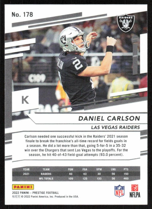 Daniel Carlson 2022 Panini Prestige # 178 Las Vegas Raiders - Collectible Craze America