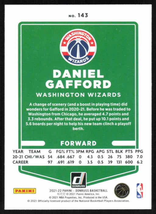 Daniel Gafford 2021 Donruss # 143 Orange Holo Laser Washington Wizards - Collectible Craze America