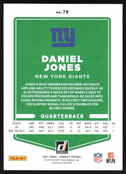 Daniel Jones 2021 Donruss Football # 78 New York Giants Base - Collectible Craze America