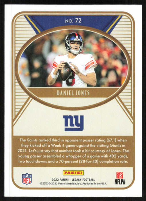 Daniel Jones 2022 Panini Legacy Football Base # 72 New York Giants - Collectible Craze America