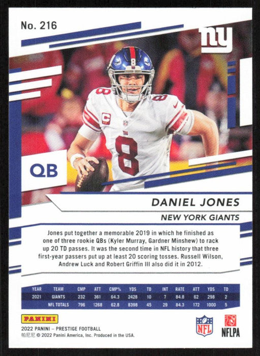 Daniel Jones 2022 Panini Prestige # 216 New York Giants - Collectible Craze America