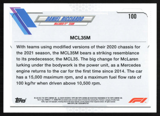 Daniel Ricciardo 2021 Topps Chrome Formula 1 # 100 McLaren F1 Team - Collectible Craze America