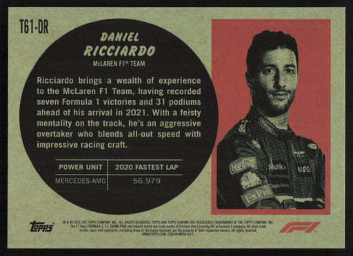 Daniel Ricciardo 2021 Topps Chrome Formula 1 1961 Topps Sports Cars # T61-DR Insert - Collectible Craze America