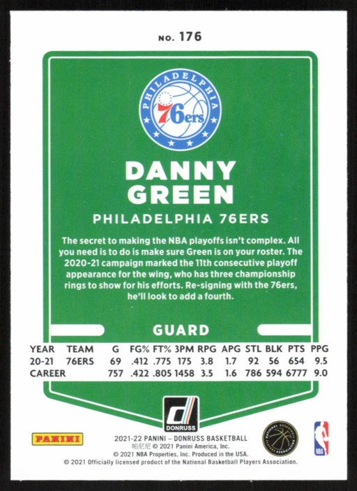 Danny Green 2021 Donruss # 176 Orange Holo Laser Philadelphia 76ers - Collectible Craze America