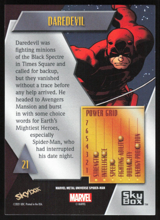 Daredevil 2021 Upper Deck Skybox Spider-Man Marvel Metal Universe # 21 Base - Collectible Craze America