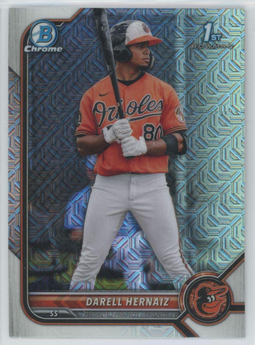 Darell Hernaiz 2022 Bowman Chrome Prospects # BCP-27 Mojo Refrctor Baltimore Orioles - Collectible Craze America