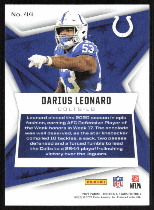 Darius Leonard 2021 Panini Rookies & Stars # 44 Indianapolis Colts Base - Collectible Craze America