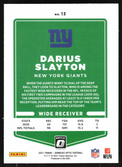 Darius Slayton 2021 Donruss Optic # 13 New York Giants - Collectible Craze America