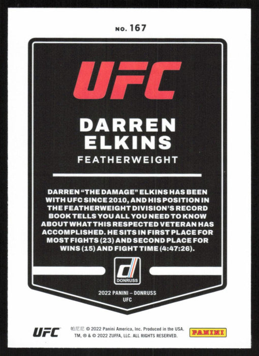 Darren Elkins 2022 Panini Donruss UFC Base # 167 Featherweight - Collectible Craze America