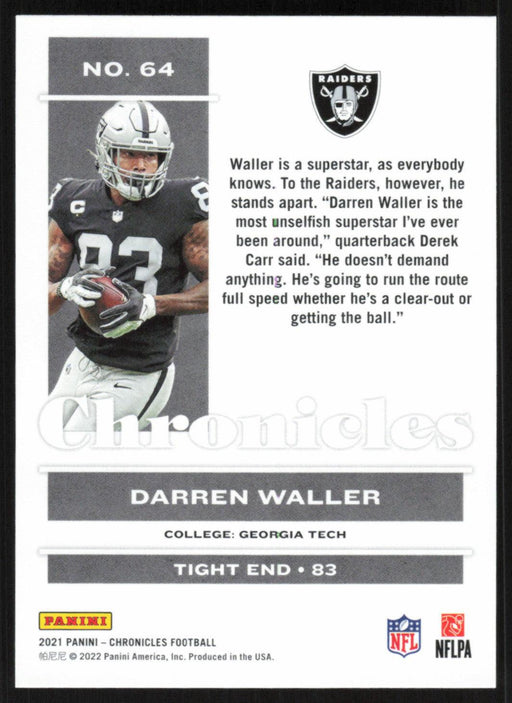 Darren Waller 2021 Panini Chronicles # 64 Las Vegas Raiders Base - Collectible Craze America