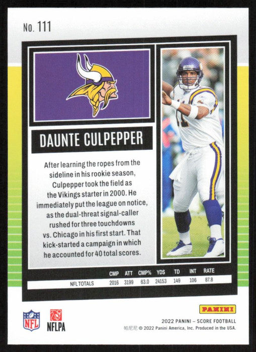 Daunte Culpepper 2022 Panini Score Football # 111 Base Minnesota Vikings - Collectible Craze America