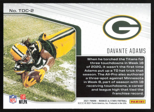 Davante Adams 2021 Panini Rookie & Stars # TDC-2 Touchdown Club Green Bay Packers - Collectible Craze America