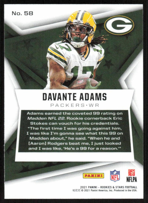 Davante Adams 2021 Panini Rookies & Stars # 58 Green Bay Packers Base - Collectible Craze America