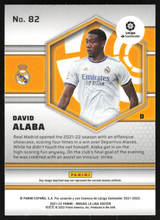 David Alaba 2021 Panini Mosaic La Liga # 82 Real Madrid Base - Collectible Craze America