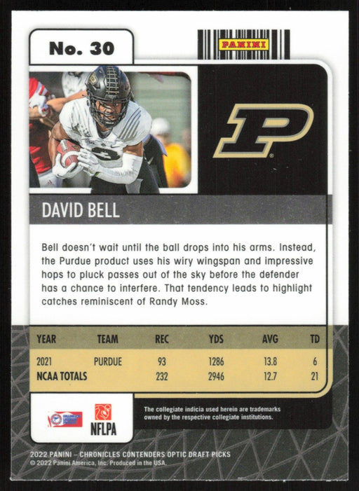 David Bell 2022 Panini Chronicles Contenders Optic Draft Picks # 30 RC Purdue Boilermakers - Collectible Craze America