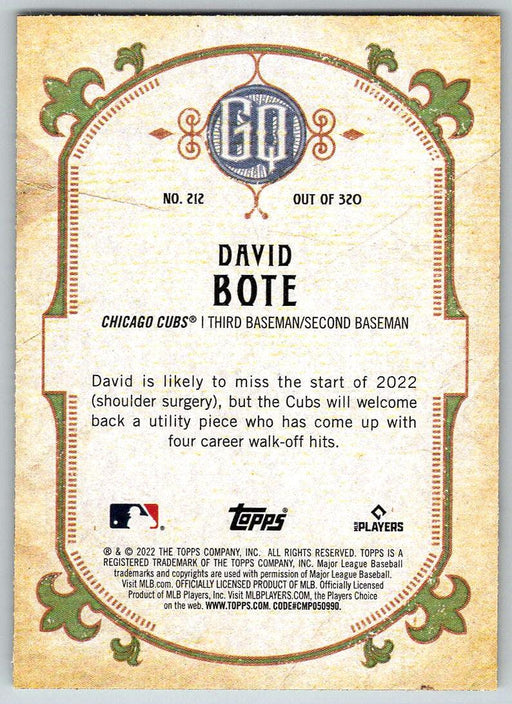 David Bote 2022 Topps Gypsy Queen # 212 Chicago Cubs - Collectible Craze America