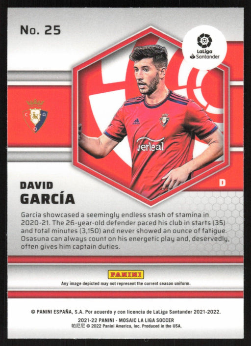 David Garcia 2021 Panini Mosaic La Liga # 25 CA Osasuna Base - Collectible Craze America