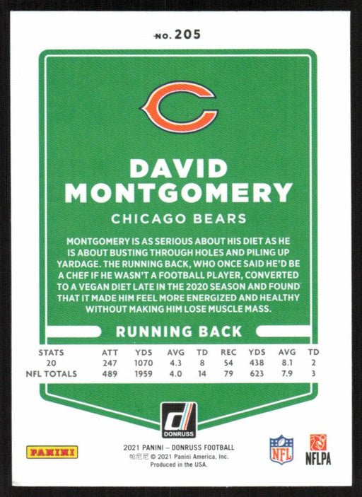 David Montgomery 2021 Donruss Football # 205 Chicago Bears Base - Collectible Craze America