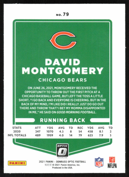 David Montgomery 2021 Donruss Optic # 79 Chicago Bears - Collectible Craze America