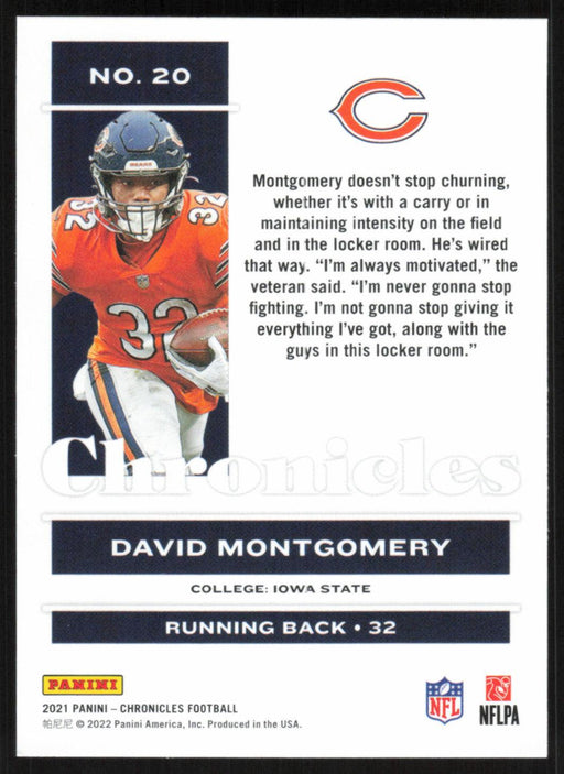 David Montgomery 2021 Panini Chronicles # 20 Chicago Bears Base - Collectible Craze America