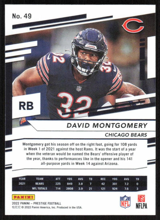 David Montgomery 2022 Panini Prestige # 49 Chicago Bears - Collectible Craze America