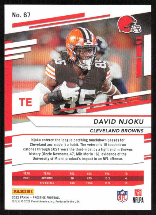 David Njoku 2022 Panini Prestige # 67 Cleveland Browns - Collectible Craze America