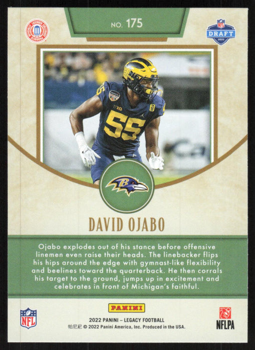 David Ojabo 2022 Panini Legacy Rookie # 175 RC Baltimore Ravens Base - Collectible Craze America