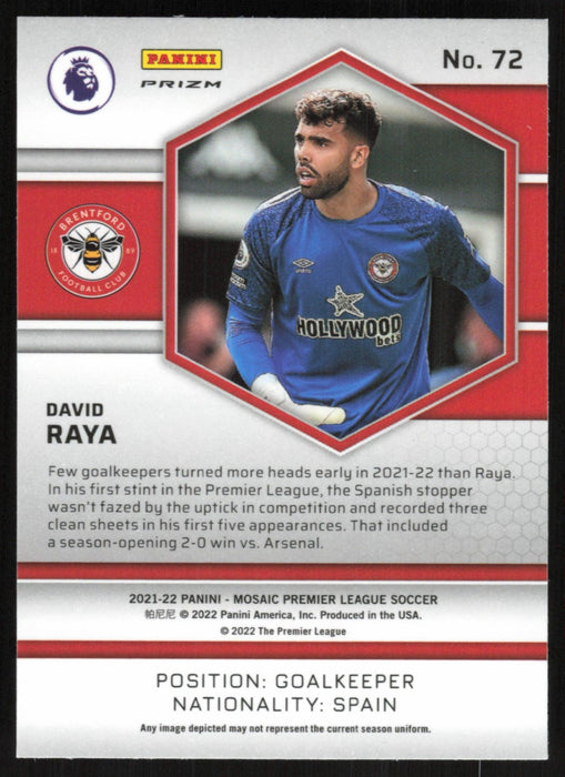 David Raya 2021 Panini Mosaic Premier League # 72 RC Red Prizm Brentford - Collectible Craze America