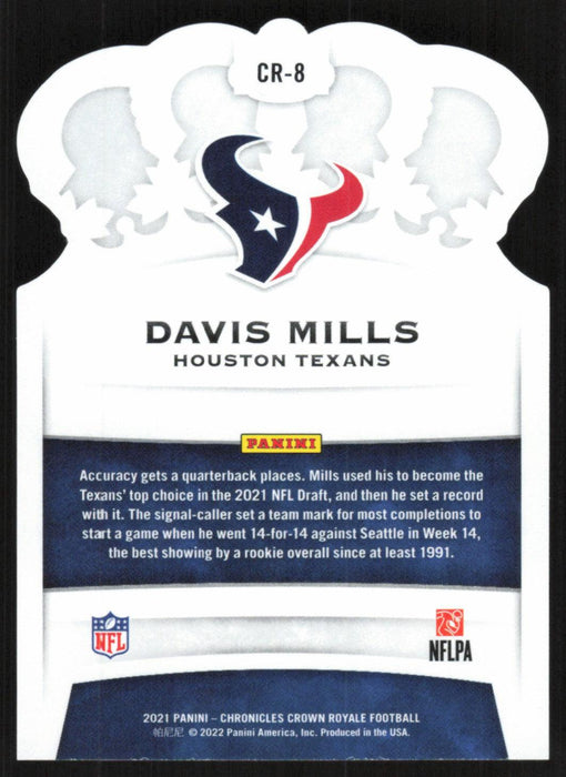 Davis Mills 2021 Panini Chronicles Crown Royale Rookies # CR-8 RC Die-Cut Houston Texans - Collectible Craze America