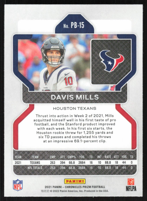 Davis Mills 2021 Panini Chronicles Prizm Black # PB-15 RC Houston Texans - Collectible Craze America