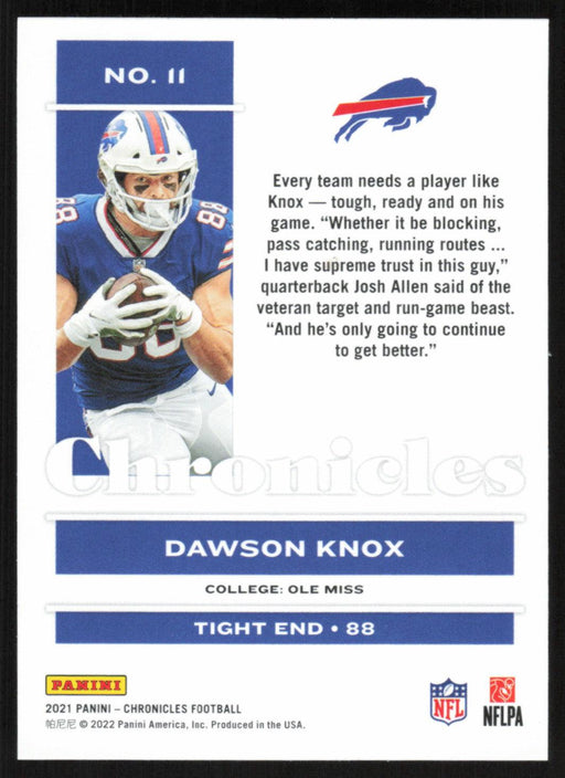 Dawson Knox 2021 Panini Chronicles # 11 Pink Buffalo Bills - Collectible Craze America