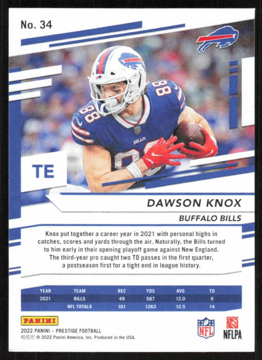 Dawson Knox 2022 Panini Prestige # 34 Buffalo Bills - Collectible Craze America