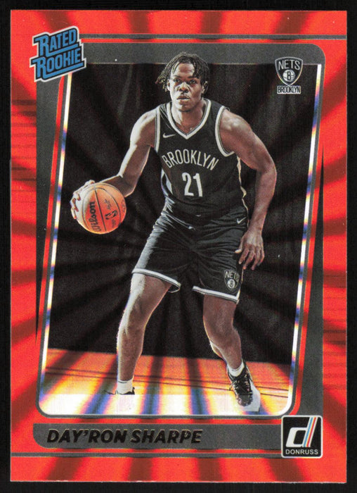 Day'Ron Sharpe 2021 Donruss Rated Rookie # 215 RC Orange Holo Laser Brooklyn Nets - Collectible Craze America