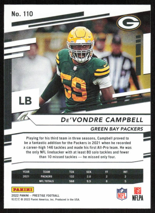 De'Vondre Campbell 2022 Panini Prestige # 110 Green Bay Packers - Collectible Craze America