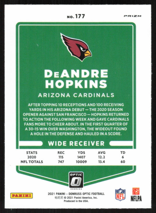 DeAndre Hopkins 2021 Donruss Optic # 177 Silver Prizm Arizona Cardinals - Collectible Craze America