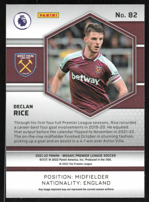 Declan Rice 2021 Panini Mosaic Premier League # 82 West Ham United Base - Collectible Craze America