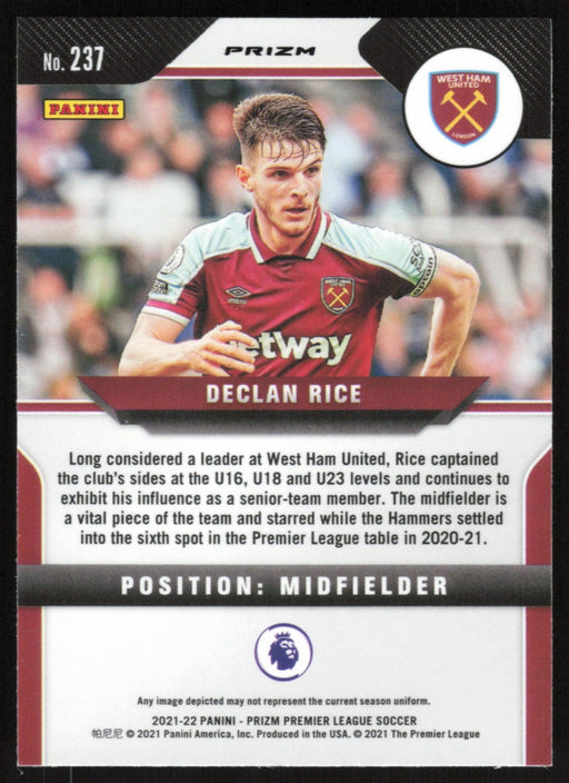 Declan Rice 2021 Panini Prizm Premier League # 237 Pink Ice West Ham United - Collectible Craze America