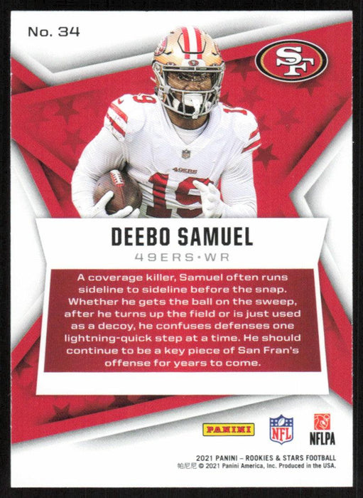 Deebo Samuel 2021 Panini Rookies & Stars # 34 San Francisco 49ers Base - Collectible Craze America