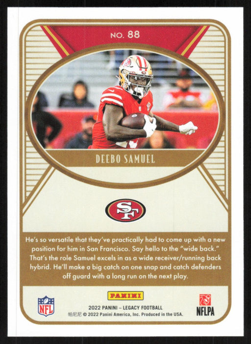 Deebo Samuel 2022 Panini Legacy Football Base # 88 San Francisco 49ers - Collectible Craze America