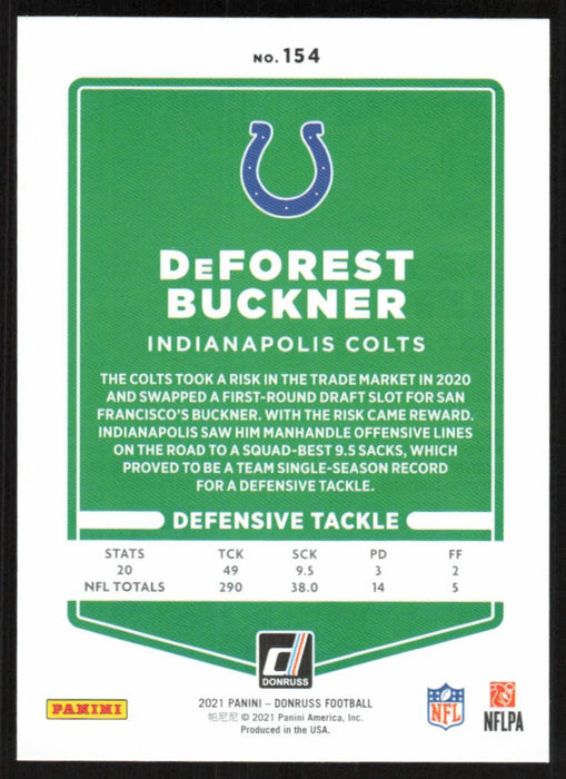 DeForest Buckner 2021 Donruss Football # 154 Indianapolis Colts Base - Collectible Craze America